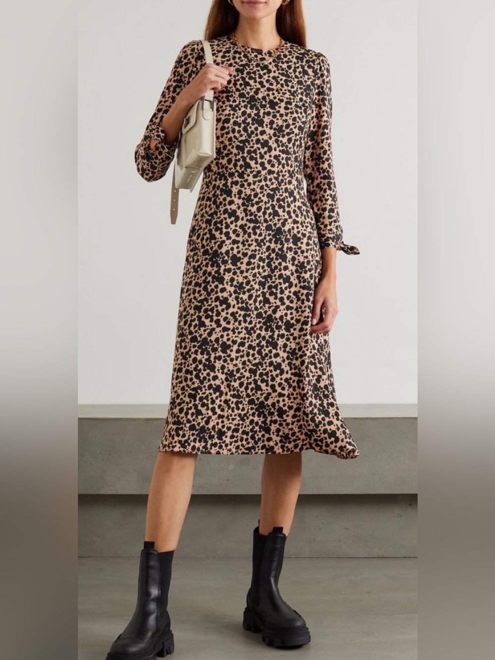 ✨ Reformation Port dress in a black and tan leopard print